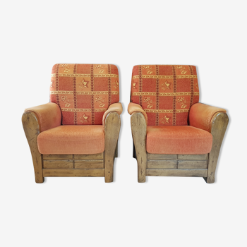 Solid oak armchairs