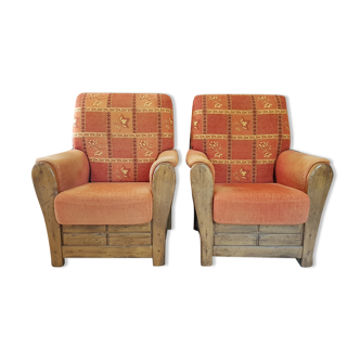 Solid oak armchairs