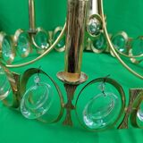 Chandelier in gilded metal and glass from