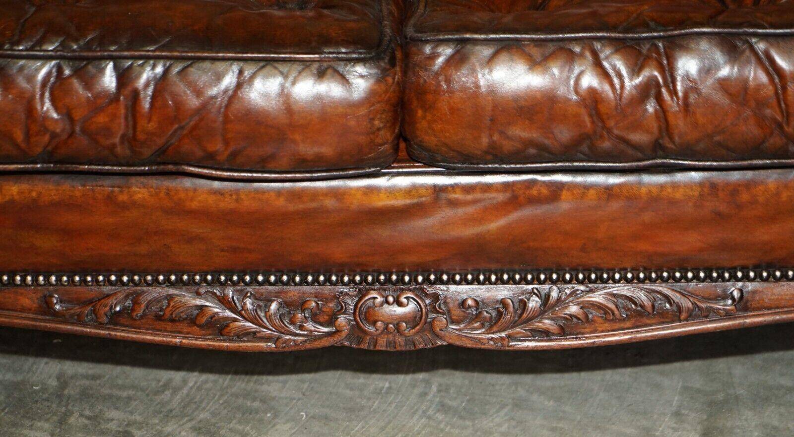 Renovated Victorian Chesterfield Sofa in Leather by Howard & Son