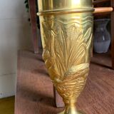 Brass vase with crane decoration