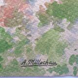 Cherry blossom branch. Gouache on signed paper