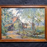 Impressionist oil painting on cardboard signed MAZARD - Barbizon school