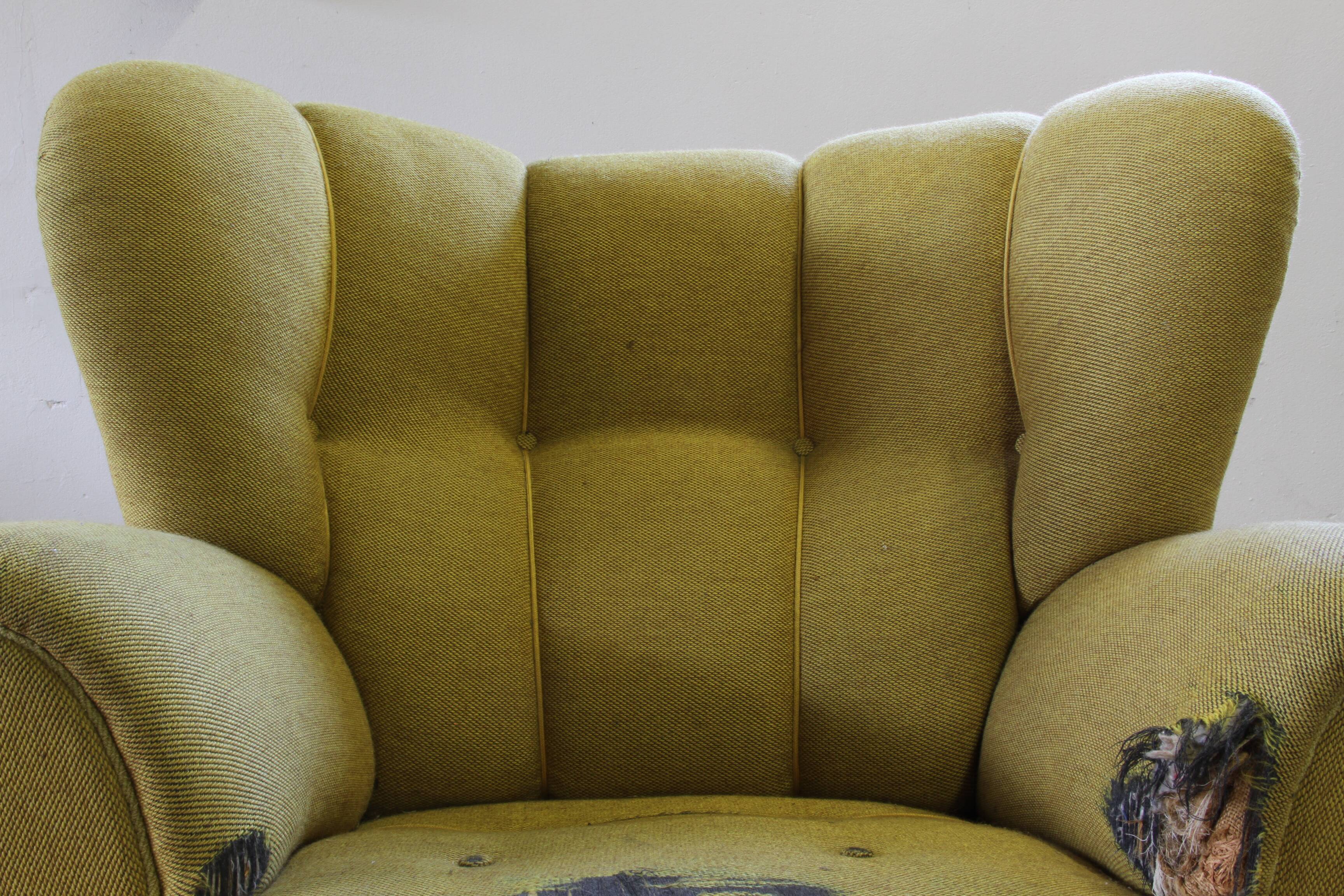 Vintage iconic large upholstered lounge / easy chair from Denmark 1930s
