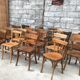 Set of 15 mismatched curved wood bistro chairs