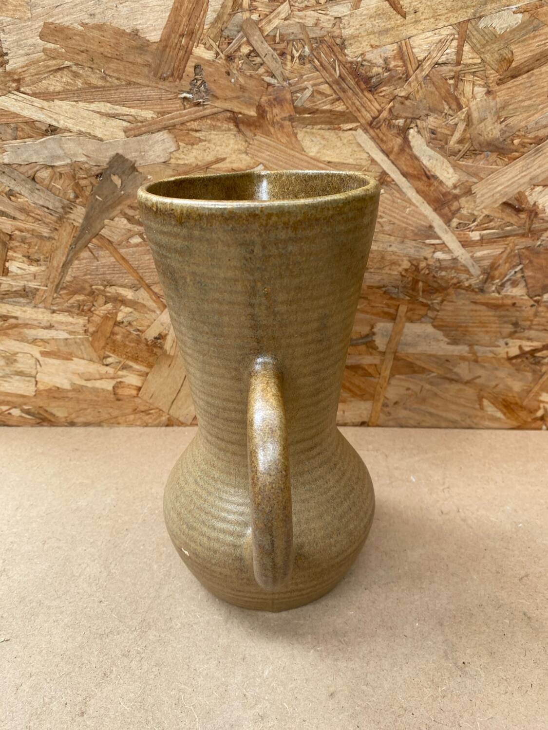 Old pitcher digoin stoneware beige made in france vintage