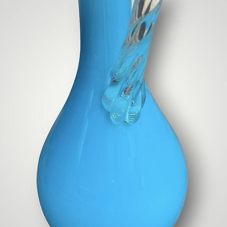 Antique turquoise opaline pitcher vase from Versailles – 1960s