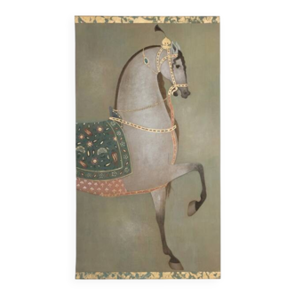Painted canvas depicting a side view of an Indian horse. Contemporary work.