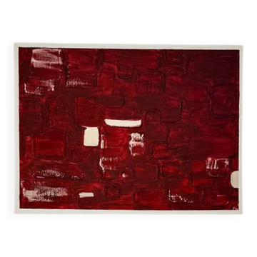 Minimal Textured Red Art – Contemporary Acrylic Painting for Living Ro