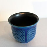 Pot en céramique émaillée bleu de Pol Chambost signé
