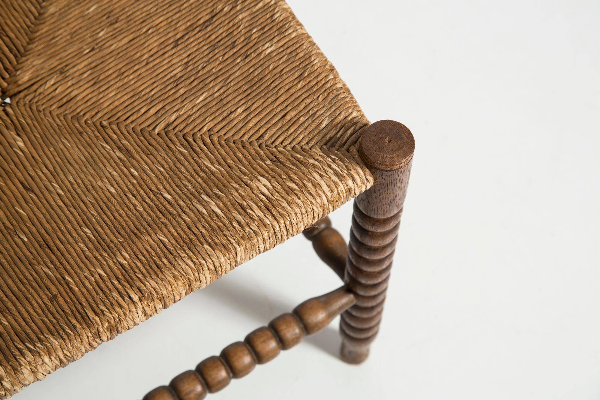 Provincial antique bobbin corner chair from the mid-century, France, 1940s.