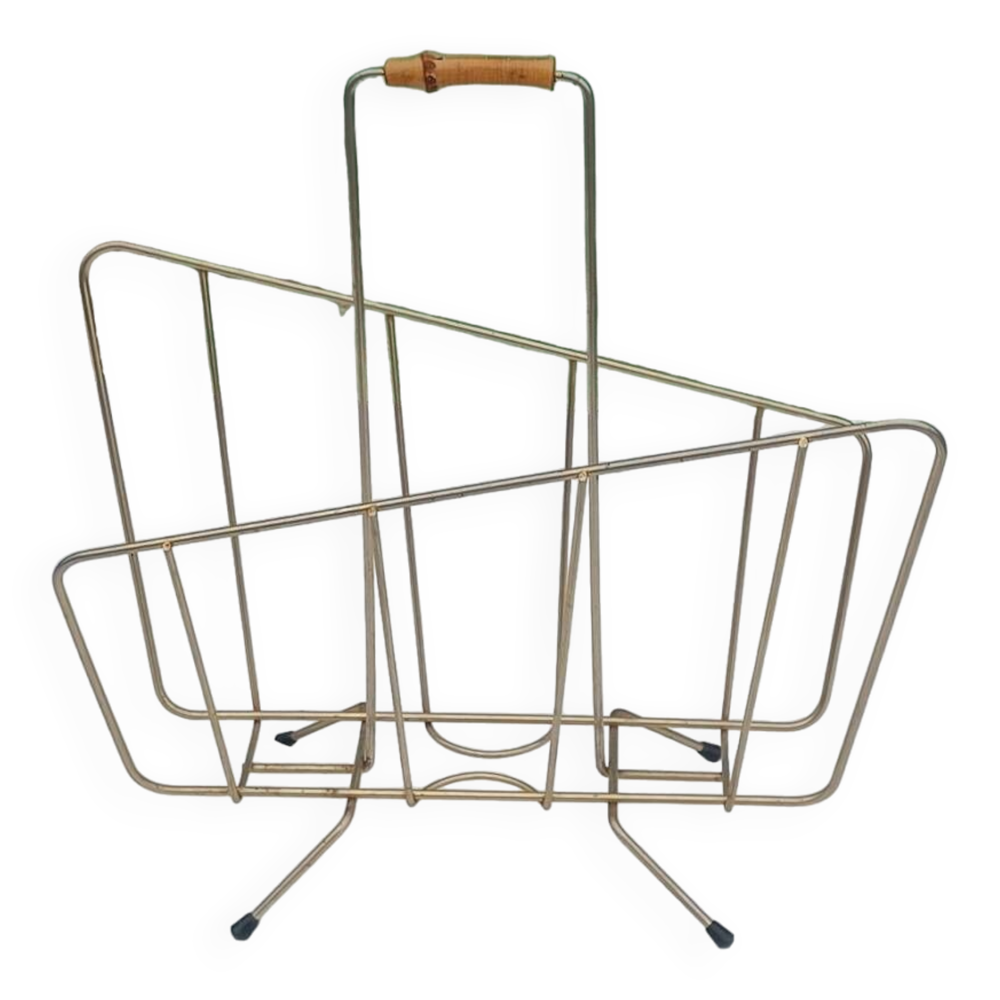 Vintage magazine rack in golden brass