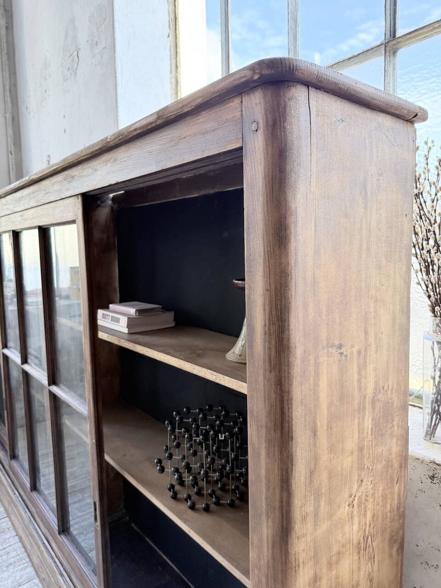 XXL industrial sideboard with glass doors