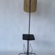 Lampadaire porte-revues en fer forgé, abat-jour en corde 1960