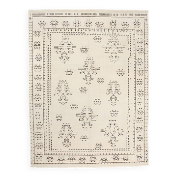 Tapis Oushak moderne beige et marron foncé 8x10, 232x303Cm