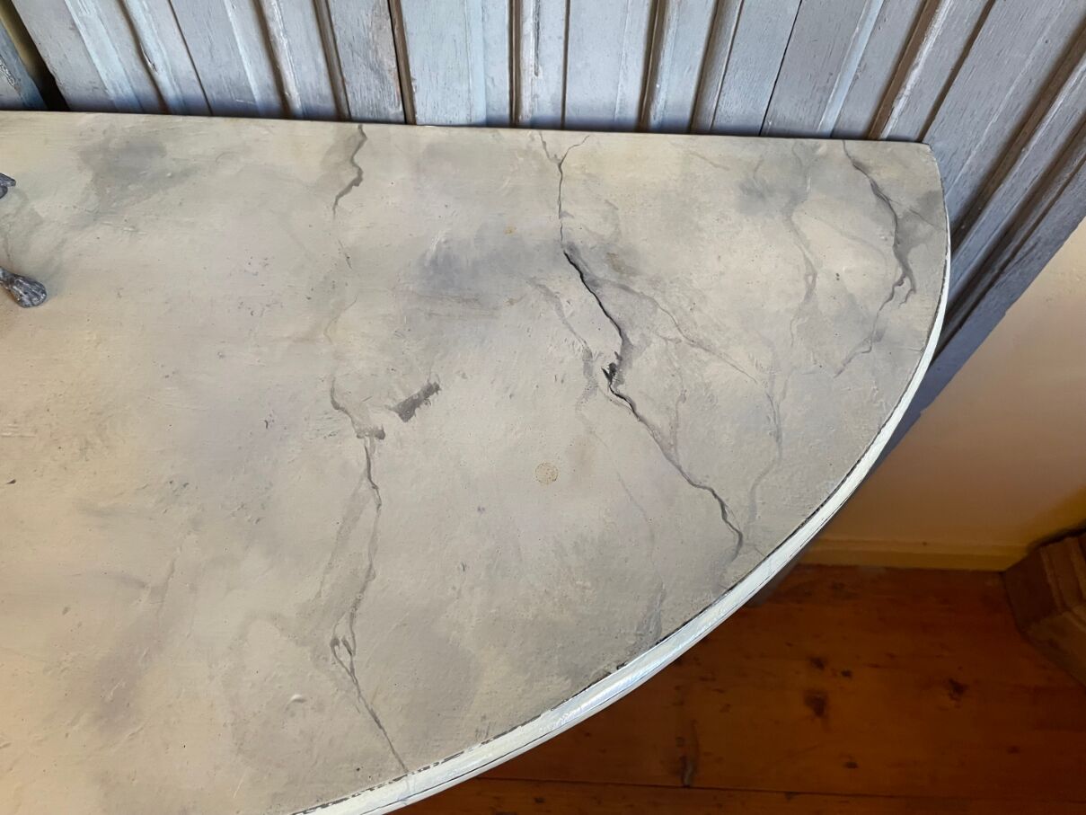 Half-moon console side table faux marble