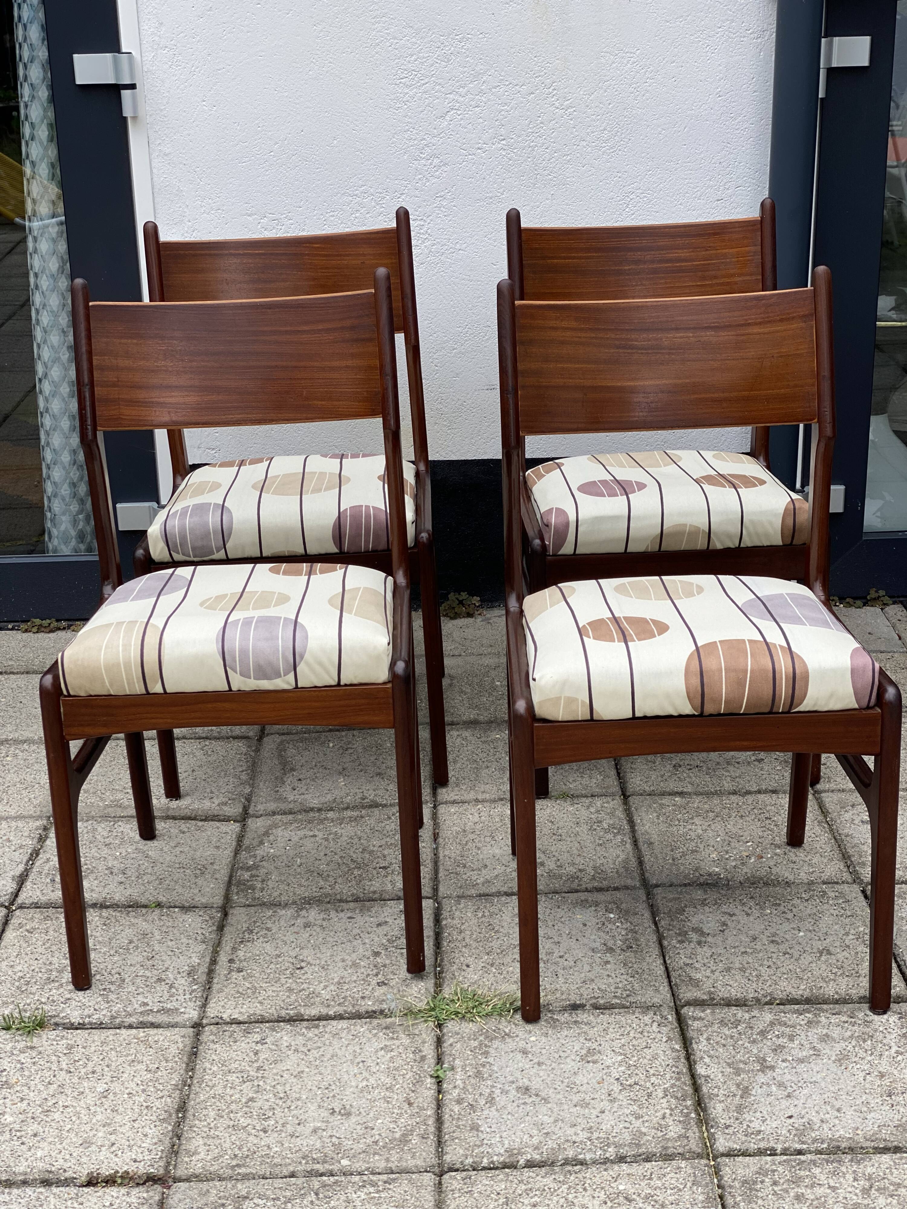 Set of 4 Vintage Teak Scandinavian Style Chairs