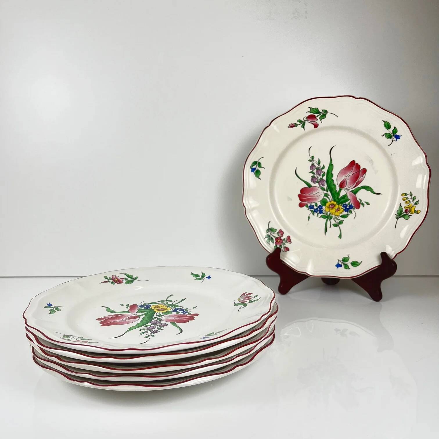 Set of 6 flat plates KG Lunéville, model Réverbère.