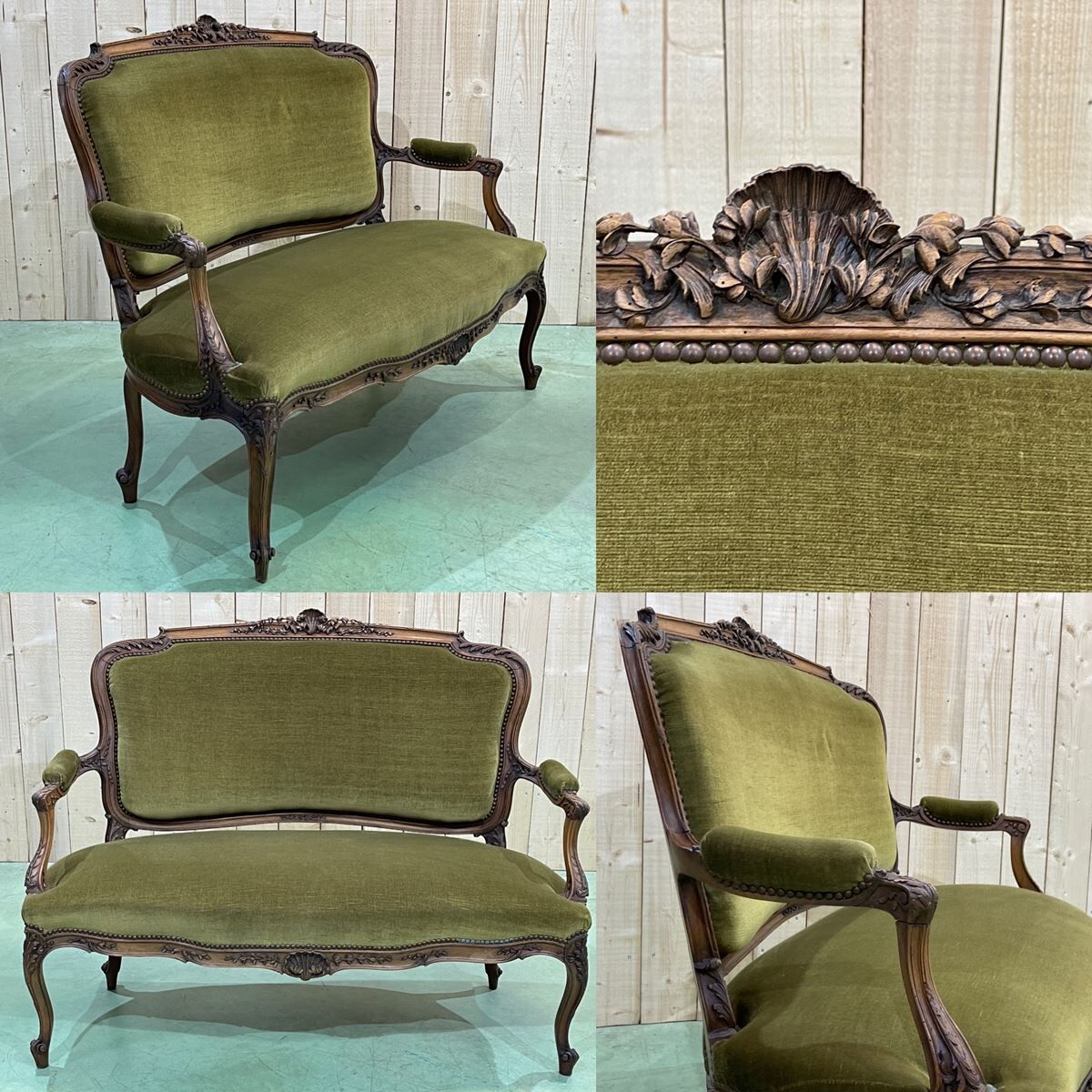 Early 20th century louis XV style bench in walnut