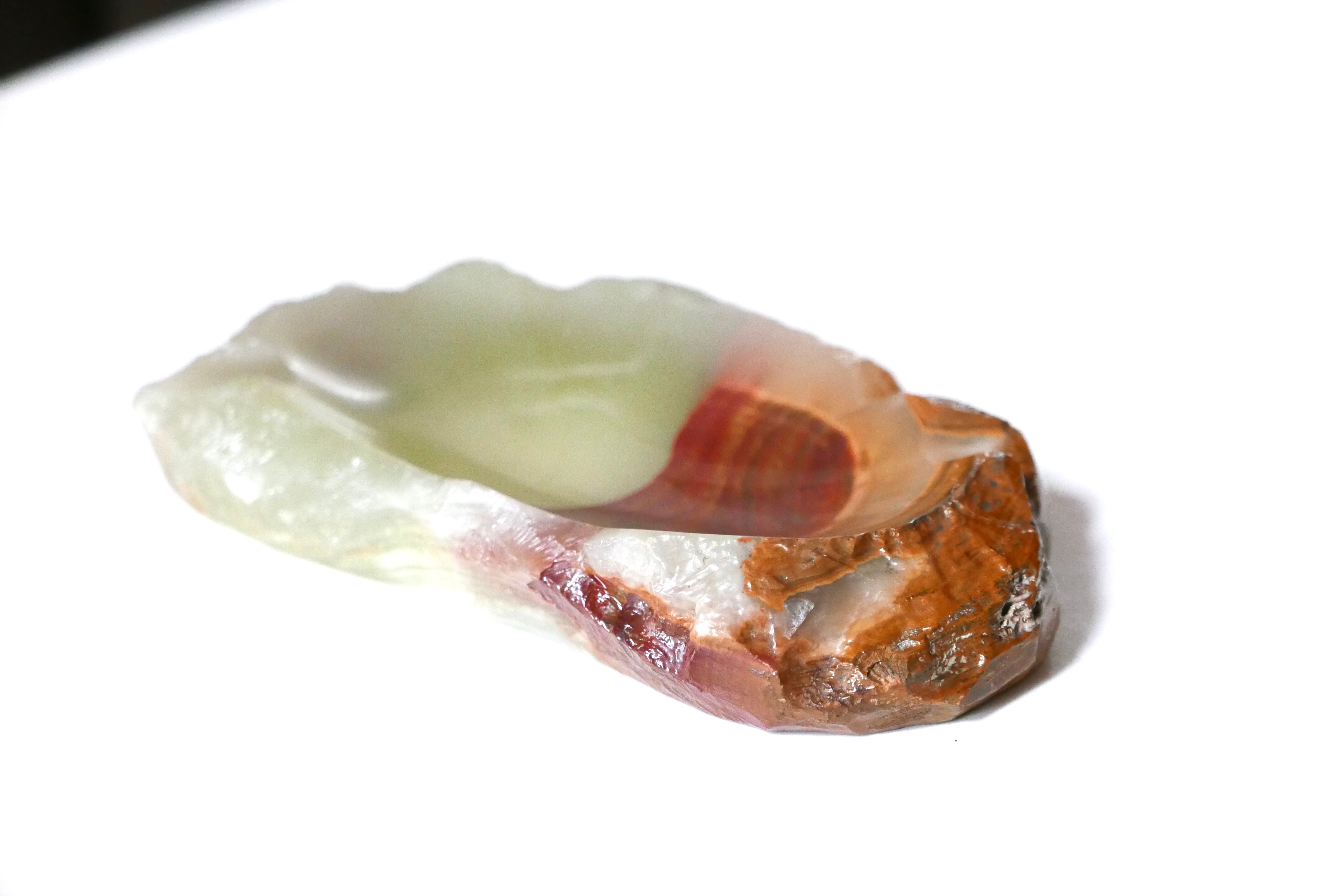 Alabaster ashtray, carved stone, 70s