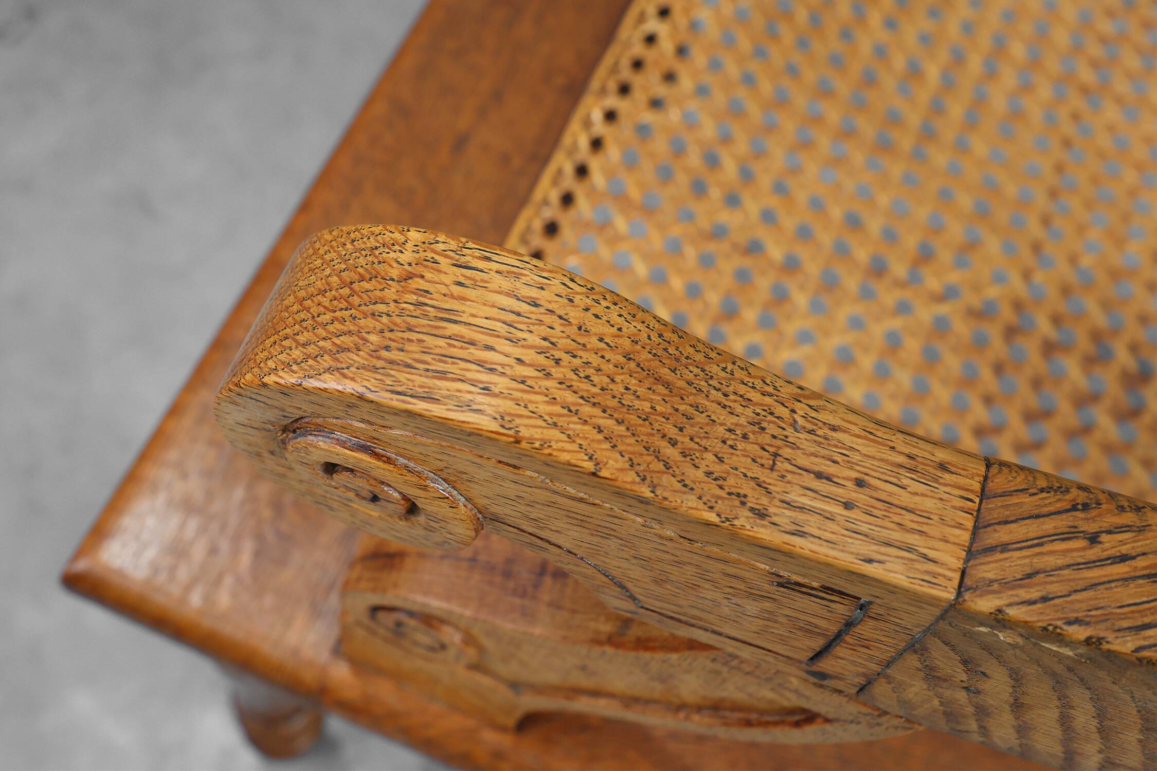 French Neoclassical Oak Chair with Wicker Seat, Late 19th Century