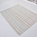 White Anatolian Oushak Hemp Kilim Rug, Reference 3664