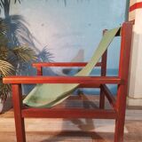 Fauteuil bois & tissu 1960s