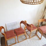 Suite of 4 chairs sleds Baumann, 1960s