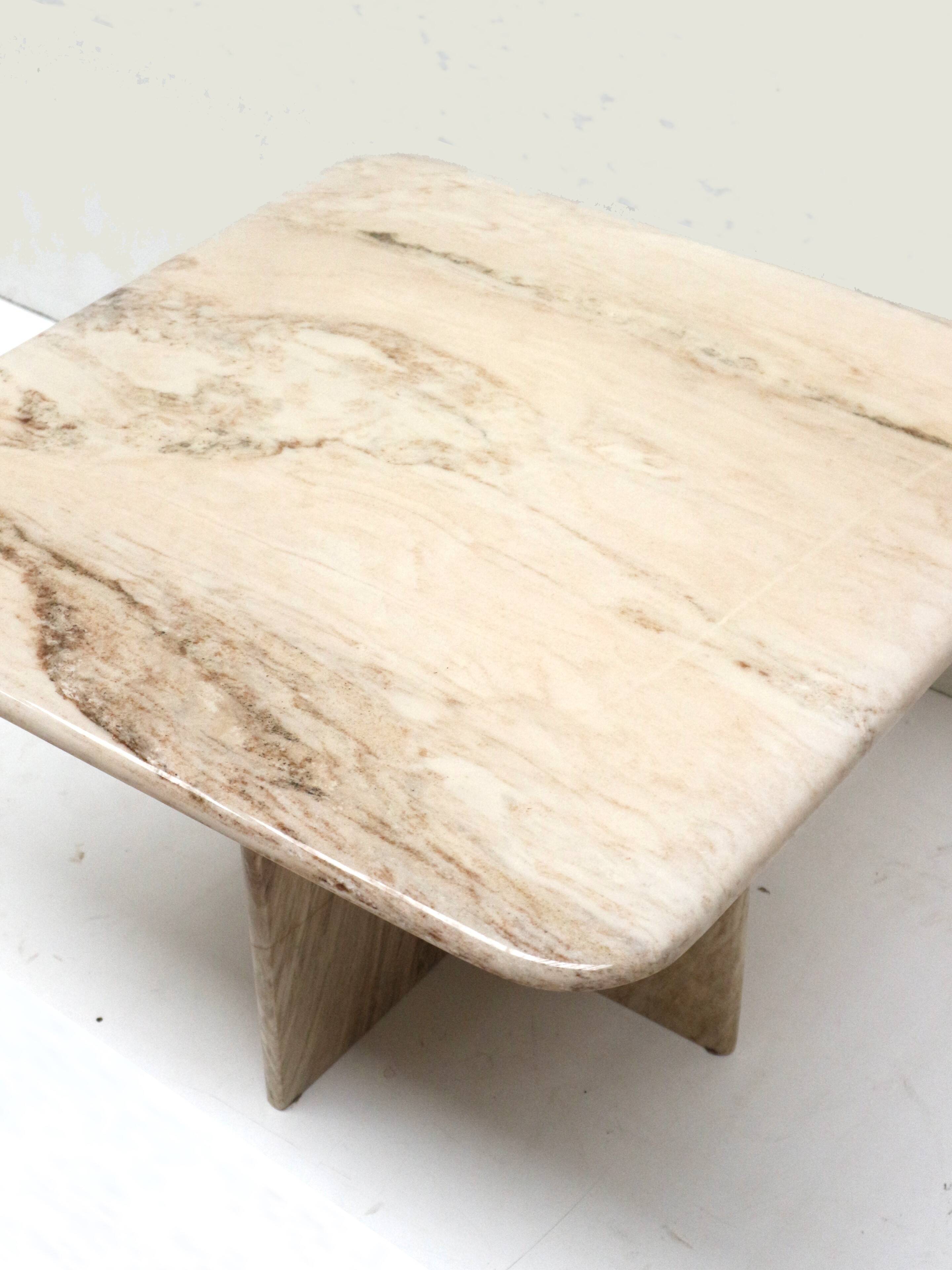 Square vintage Italian marble coffee table / side table from the 1970s