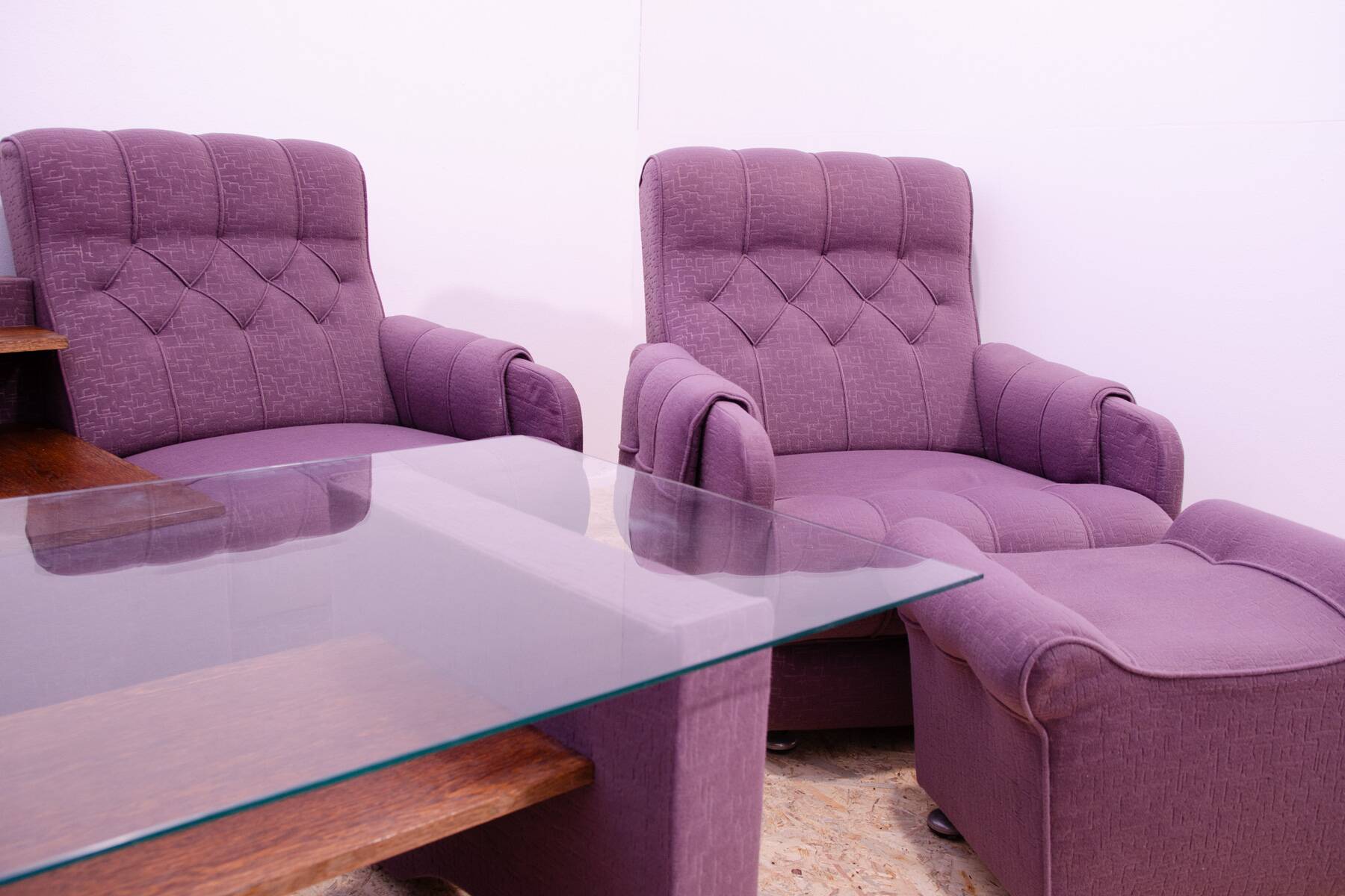 Ensemble de salon vintage bloc de l'Est, Tchécoslovaquie, 1980