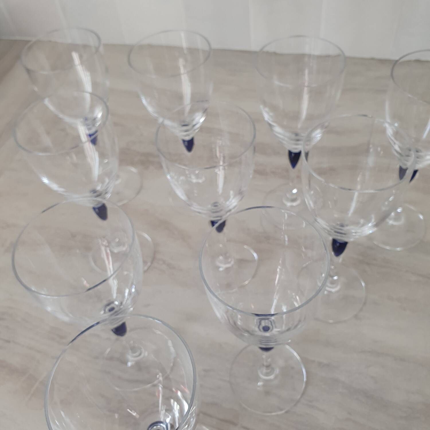 10 Crystal d'Arques glasses model Venice Sapphire blue