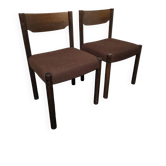 Paire de chaises brutalistes en chêne – Design 1970