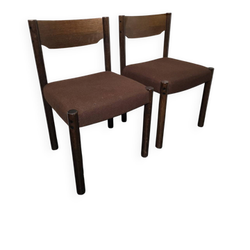 Brutalist oak chair pair – Design 1970