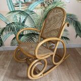 Vintage rattan rocking chair for children