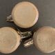 Set of 3 Danish Waldorff cups and 3 saucers in glazed stoneware