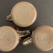 Set of 3 Danish Waldorff cups and 3 saucers in glazed stoneware