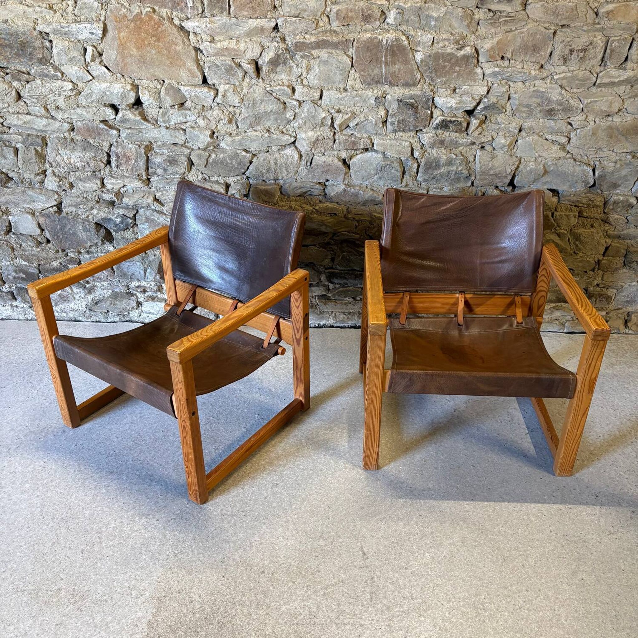 2 leather chairs Diana by Karin Mobring for IKEA, 1970