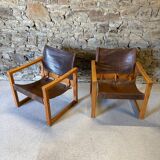 2 leather chairs Diana by Karin Mobring for IKEA, 1970