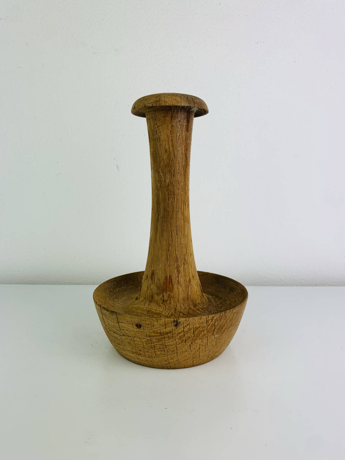 Brutalist candle holder made of solid wood