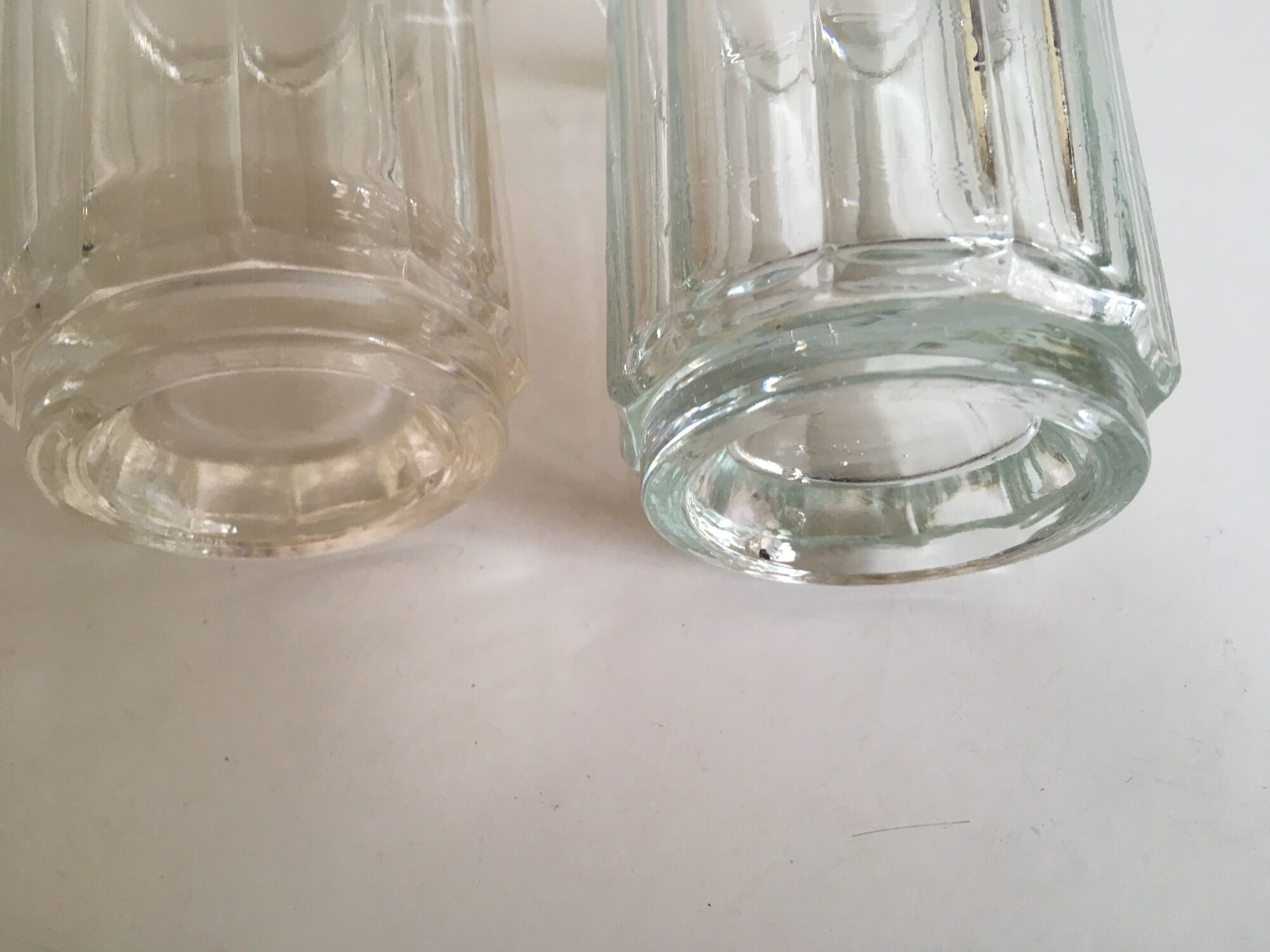 Pair of pots to jams in glass fluted on foot early 20th e