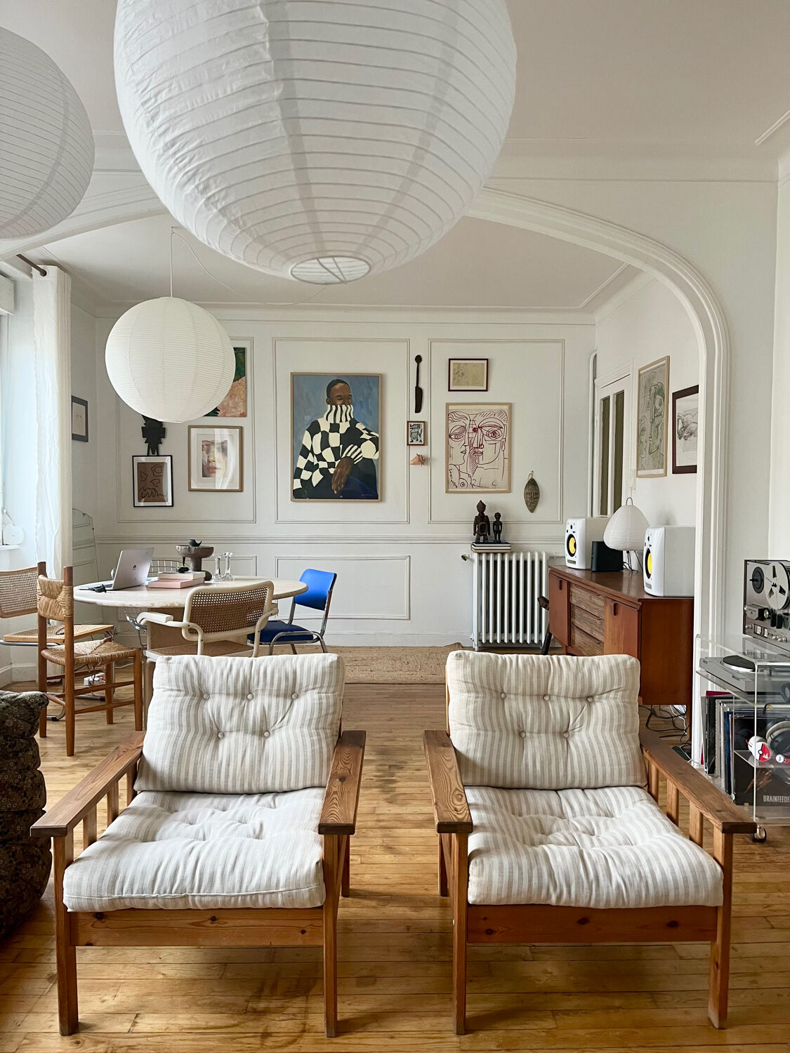 Pair of pine armchairs, 1980s, Sweden