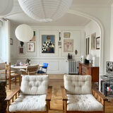 Pair of pine armchairs, 1980s, Sweden