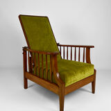 Morris armchair in beech and green velvet, United Kingdom, circa 1900
