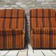 Pair of vintage 1970s modular armchairs – striped orange fabric