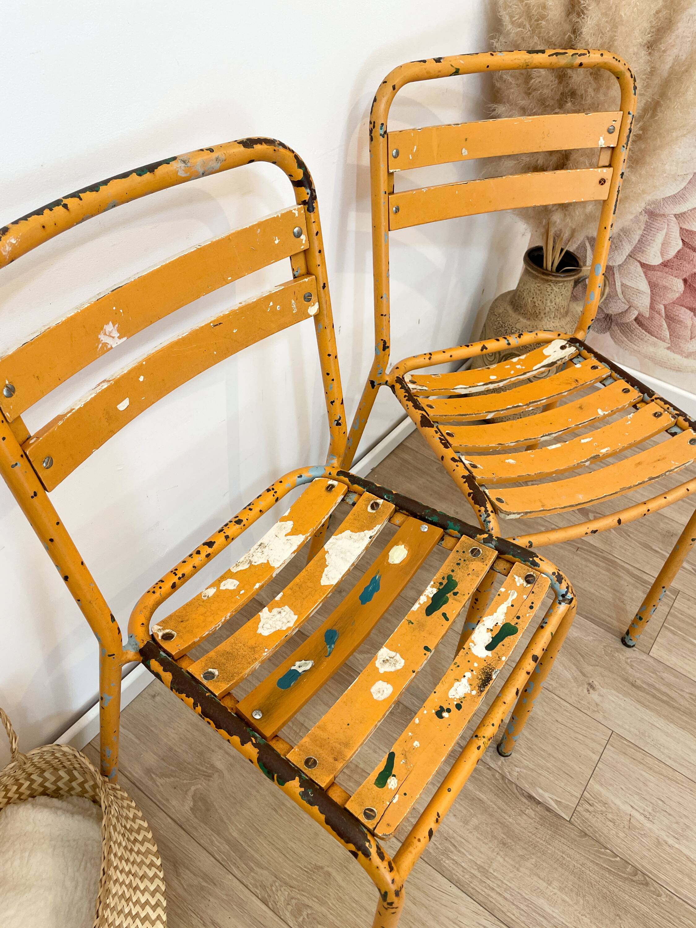Pair of vintage bistro chairs "Street Art"