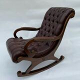 English 1960 english brown leather rocking chair