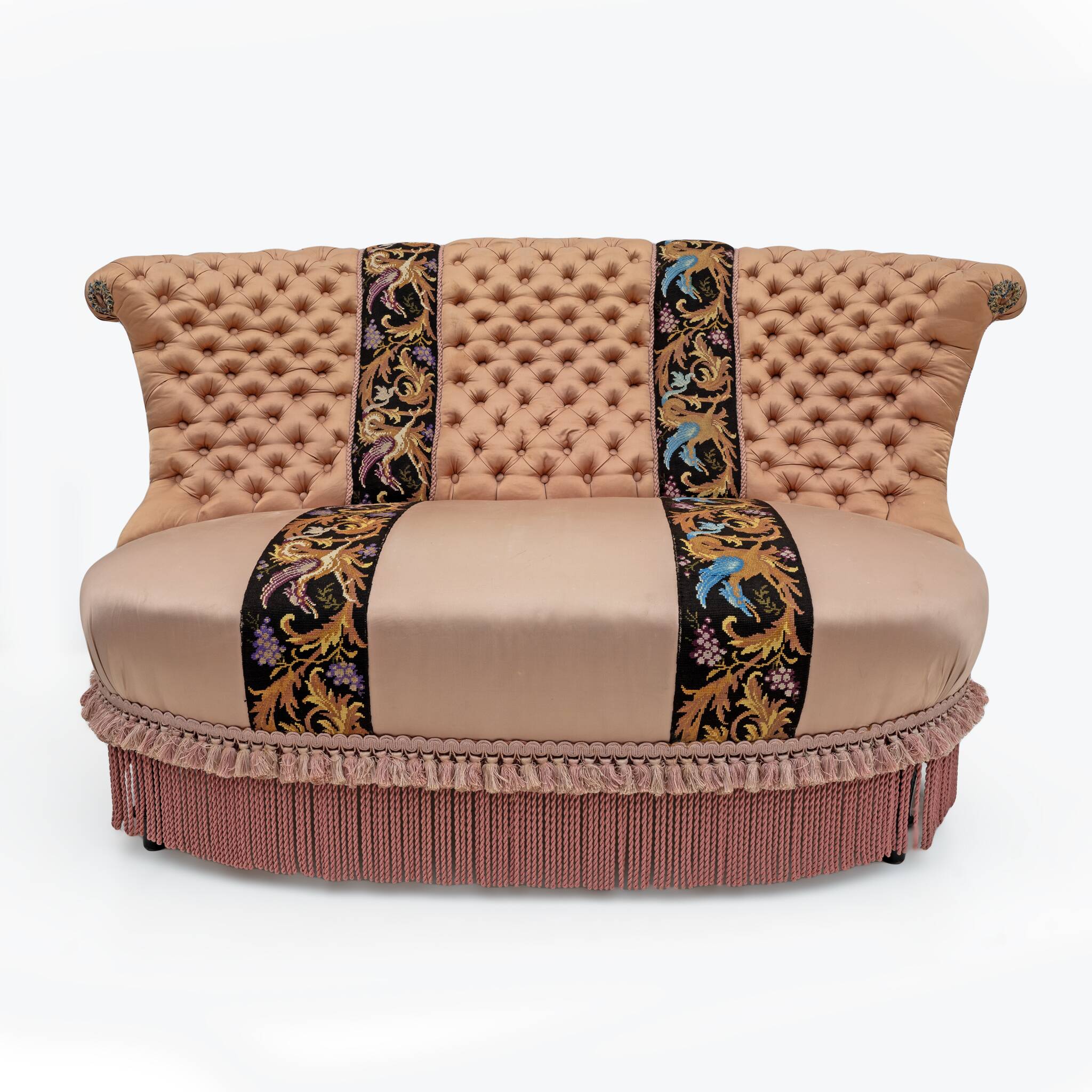 Rare 19th Century Napoleon III Silk Satin Sofa