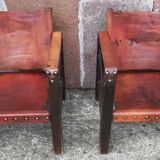 Pair of safari-style armchairs, 1930s