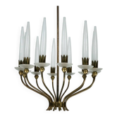 Rare Angelo Lelii for Arredoluce, 12-Lights Chandelier, Italy 1953