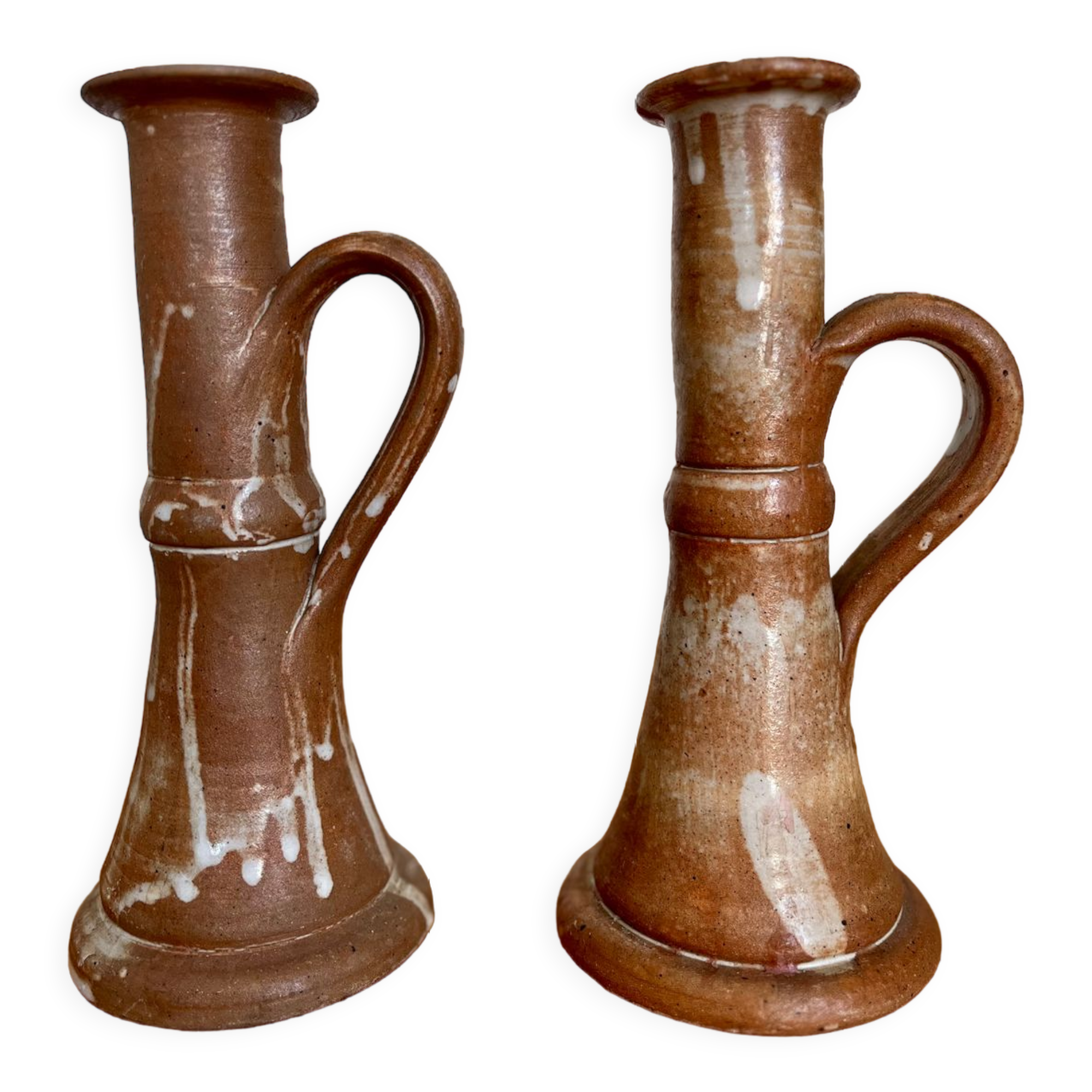 Paire de bougeoirs en grès 1960
